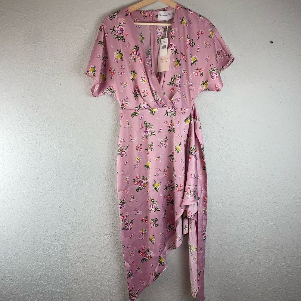 NWT Charles Henry High Low‎ Floral Wrap Dress